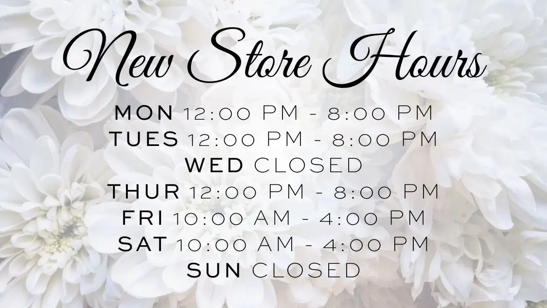 Dalia's Bridal New Store Hours banner mobile