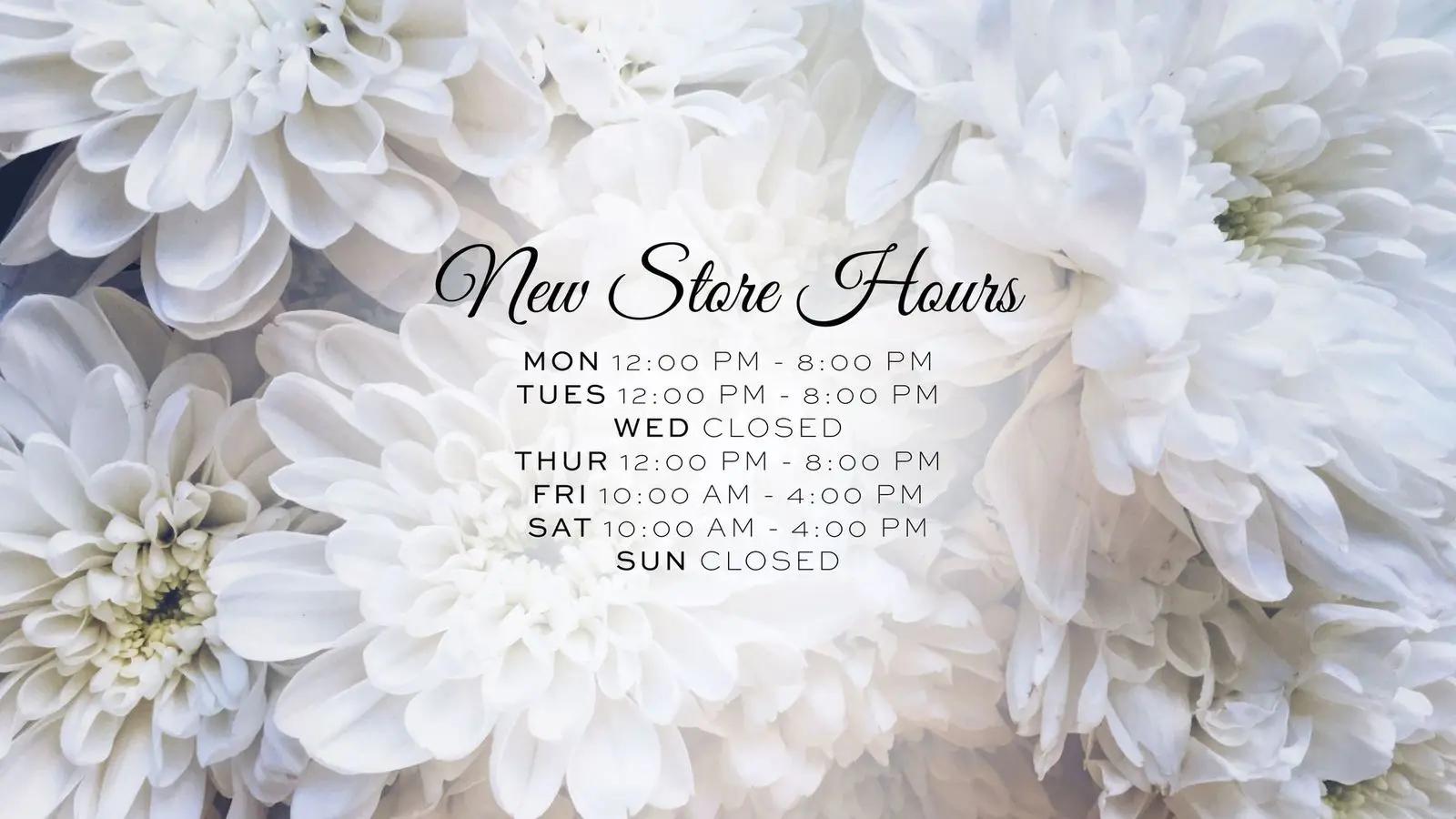 Dalia's Bridal New Store Hours banner desktop